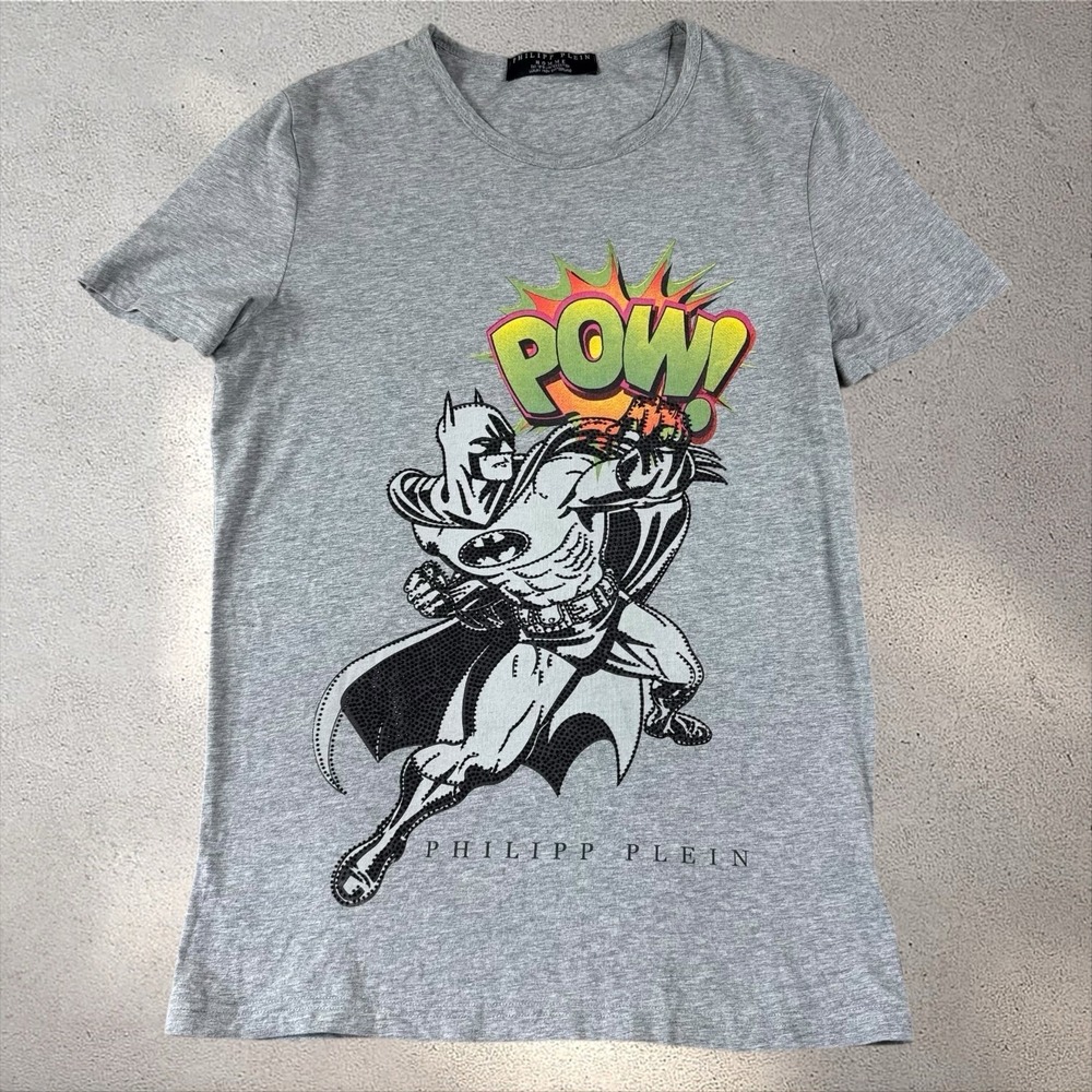 PHILIPP PLEIN Batman Superhero Comic Print‎ Textured T Shirt Sz M